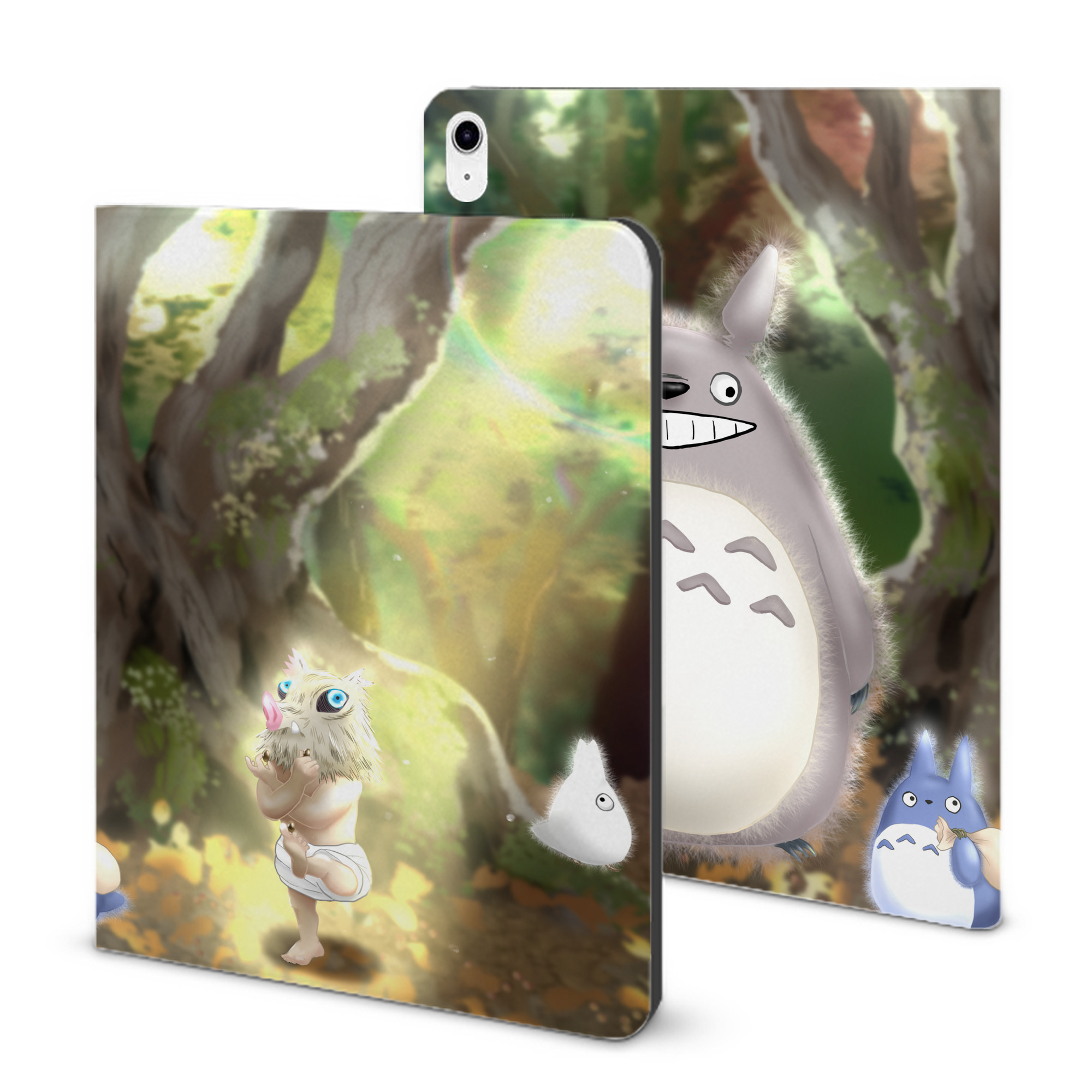 （画像用） となりのトトロ 草壁メイ 草壁サツキ My Neighbor Totoro Satsuki Kusakabe Mei Kusakabe IPad ケース ブック型 PUレザー TPU 耐衝撃 軽量 薄型 ペン収納なし 全面保護 IPad 各モデル対応